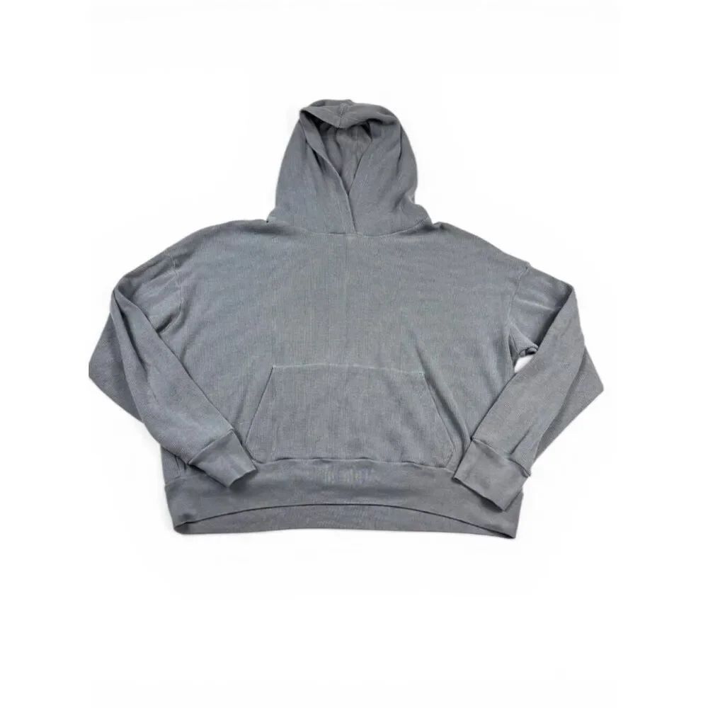 Sundry Waffle Knit Hoodie Gray Comfy Relaxed Fit Laid Back Layering Pullover 1 S